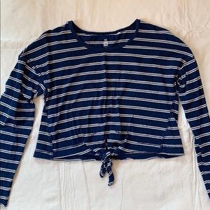 Cropped Long Sleeve Striped Top